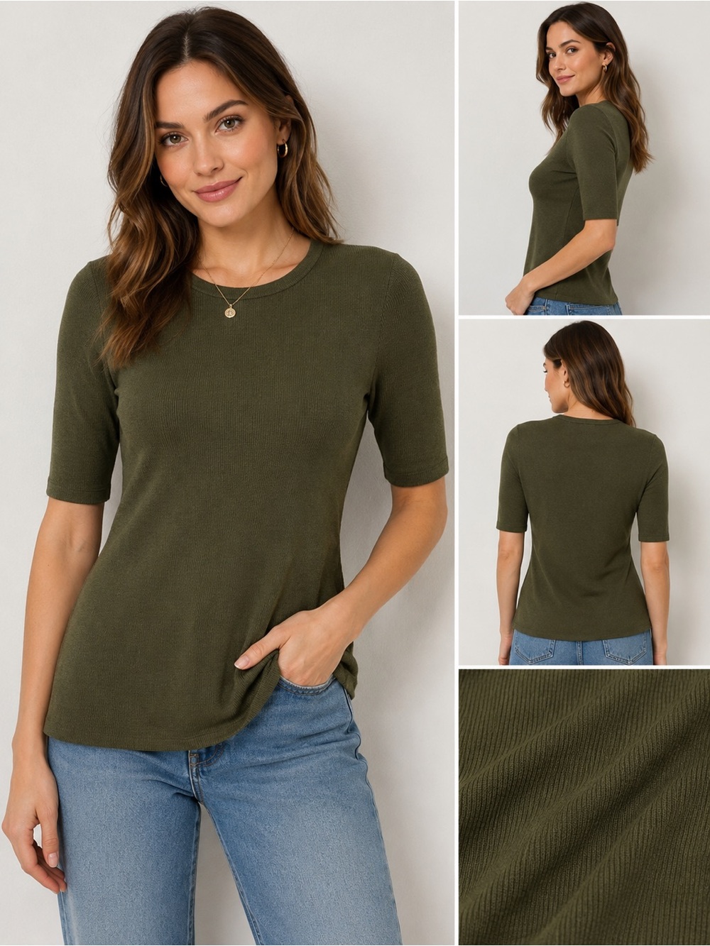H&M Olive Green Short Sleeve Crewneck Tee